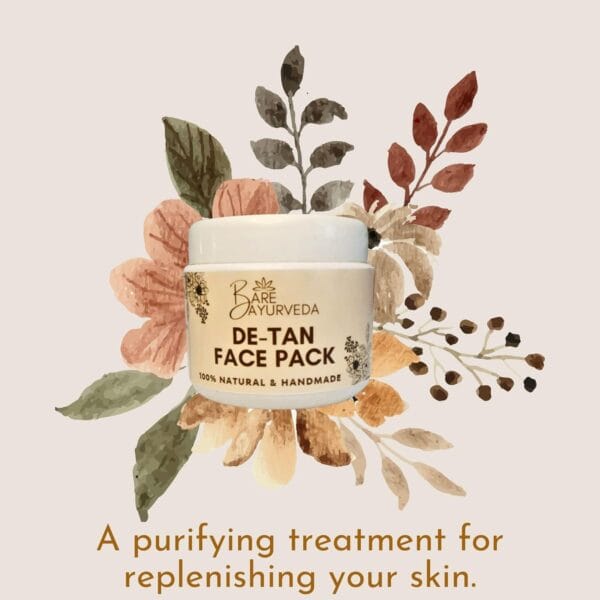 Bare Ayurveda De-Tan Face Pack With Kaolin Clay, Alovera, Sandalwood & more | Removes Tan, Cleanses Pores & Controls Excess Oil | For All Skin Types (50Gm)